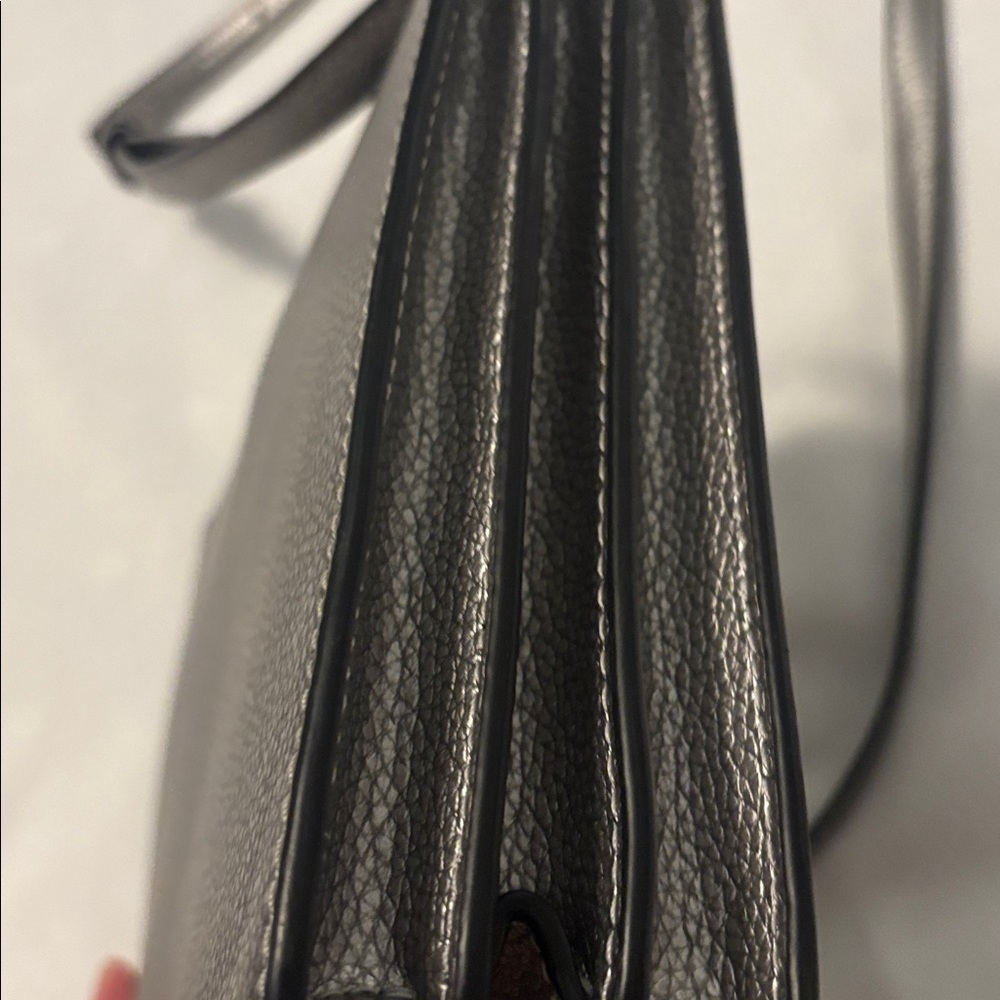 Kate Spade Eva Metallic Silver Crossbody bag pebbled leather medium jewel tone - Picture 9 of 16